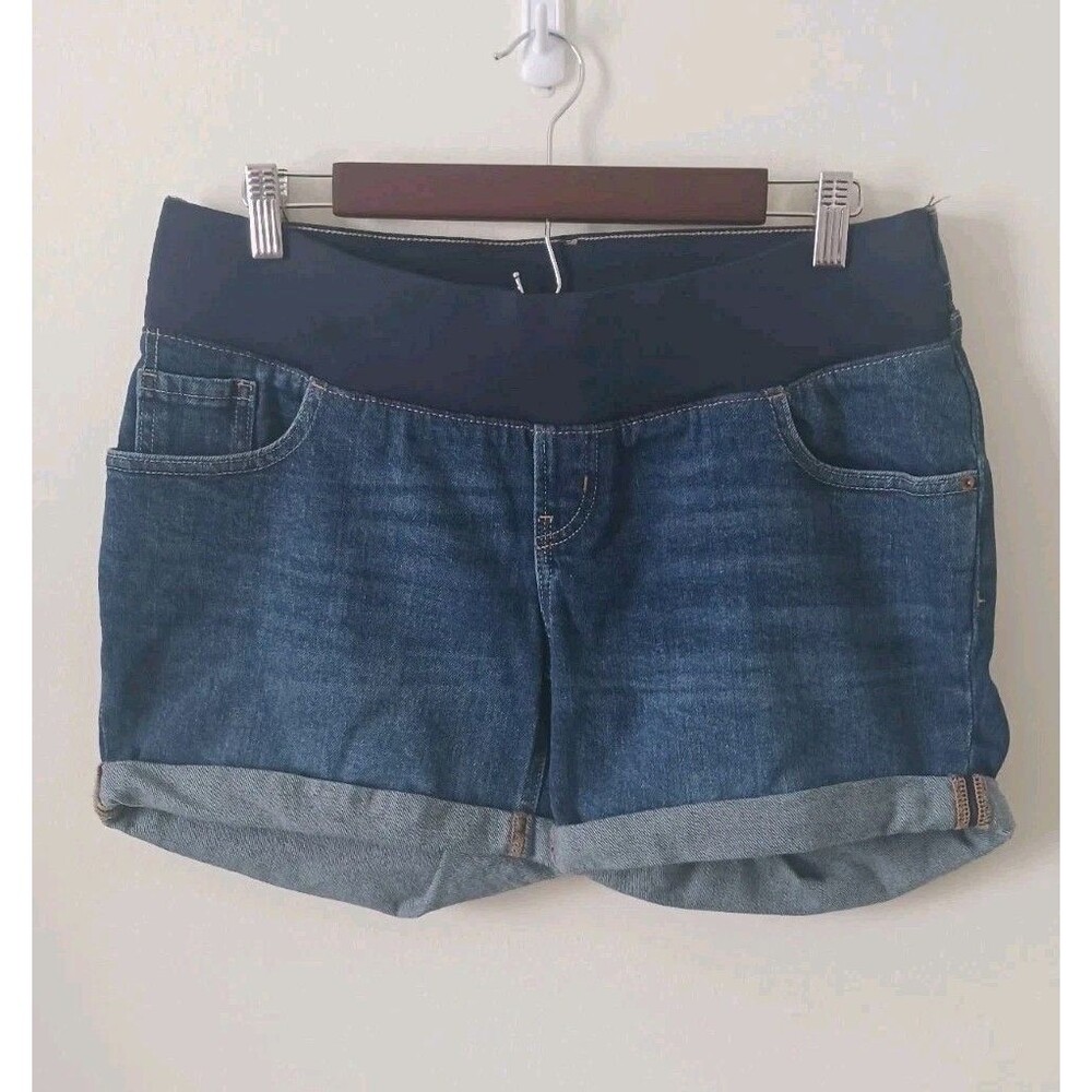 Old Navy Maternity OG Straight Low Front Panel Denim Blue Shorts Size 8